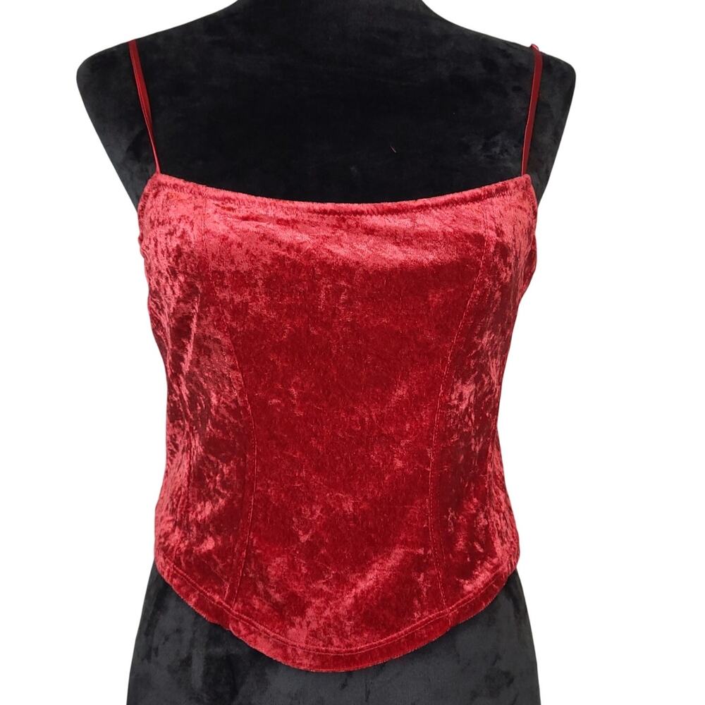 Vintage Victoria's Secret Women's Velvet Tailored Crop Tank Top Sz Medium Red